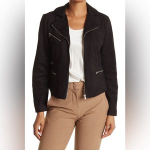 Ookie And Lala-FAUX SUEDE CROPPED MOTO JACKET-Size: Small-Color: Black-NEW!!